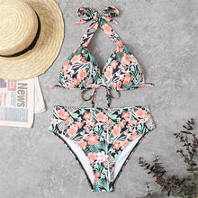 Load image into Gallery viewer, Push Up Bikini New Two Piece Swimsuit Women High Waist Black Pink Bikinis Set Women's Halter Padded Top Push Up Bikini Set Two Piece Swimsuits Bathing Suits Beachwear Swimwear Beachwear Bathing Suit