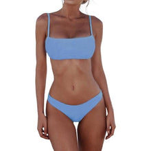 Load image into Gallery viewer, Push Up Bikini Set Swimsuits High Waist Swimwear Women Ribbed Bathing Suits Brazilian Bikinis Swimsuit for Women Bottom Triangle Bikinis Top Bathing Suit