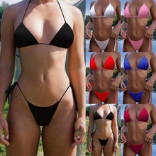 Load image into Gallery viewer, Push Up Bikini Set Swimsuits High Waist Swimwear Women Ribbed Bathing Suits Brazilian Bikinis Swimsuit for Women Bottom Triangle Bikinis Top Bathing Suit