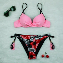 Load image into Gallery viewer, Push Up Bikinis 2022 New Swimwear Women's Bikini Swimsuits Floral Printed Bathing Suits for Women 2 Piece Bikini Women Floral Print Bikini Sets Swimsuit Beach Wear Bathing Suit Female Two Pieces