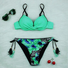 Load image into Gallery viewer, Push Up Bikinis 2022 New Swimwear Women's Bikini Swimsuits Floral Printed Bathing Suits for Women 2 Piece Bikini Women Floral Print Bikini Sets Swimsuit Beach Wear Bathing Suit Female Two Pieces
