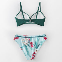Load image into Gallery viewer, Push Up Floral Bikini Sets Women Two Pieces Swimsuits Women's Bathing Suits Push Up Halter Bandage Bikini Floral Printing Swim Bottoms Two Piece Swimsuits New Girl Beach Bathing Suits Swimwear