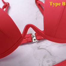 Load image into Gallery viewer, Push Up Unpadded Bikini Set Women 4 Colors Bandage Bikini Set Swimsuit Thong Bottom Swimwear Two Pieces Plain Bikini Bathing Suit Swimwear Bathing