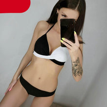 Load image into Gallery viewer, Push Up Women Bikinis Swimwear Women's Bathing Suits Push Up Halter Bandage Bikini Floral Printing Swim Bottoms Two Piece Swimsuits Women Swimsuits Bathing Suit Halter Leaf Print Beach Wear Plus Size