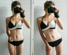 Load image into Gallery viewer, Push Up Women Bikinis Swimwear Women's Bathing Suits Push Up Halter Bandage Bikini Floral Printing Swim Bottoms Two Piece Swimsuits Women Swimsuits Bathing Suit Halter Leaf Print Beach Wear Plus Size