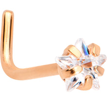 Load image into Gallery viewer, 20G 1/4 Clear Star 3mm CZ Gem Rose Gold IP L-Shape Nose Ring