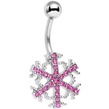 Load image into Gallery viewer, Pink Gem Wonderful Winter Snowflake Belly Ring