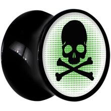 Load image into Gallery viewer, Black Acrylic Green Black Skull Saddle Plug Set 00G