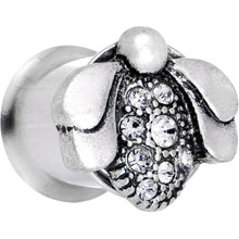 Load image into Gallery viewer, 00G Clear Gem Steel Allow Me Ladybug Double Flare Tunnel Plug Set