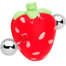 Load image into Gallery viewer, 14G Handcrafted Scrumptious Strawberry Industrial Barbell 32mm