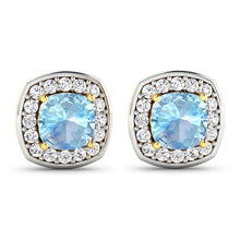 Load image into Gallery viewer, 1.95 Carat Genuine Aquamarine and White Diamond 14K Yellow Gold Earrings