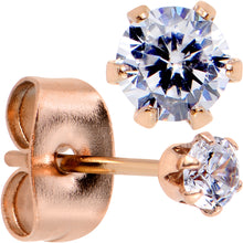 Load image into Gallery viewer, 3mm Clear CZ Gem Rose Gold IP Post Stud Earrings