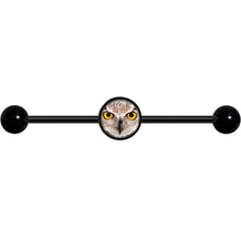 Load image into Gallery viewer, 14G Full Color Owl Black Industrial Barbell 37mm
