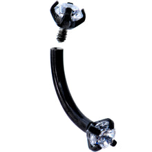 Load image into Gallery viewer, 5/16 Clear CZ Gem Black PVD Bling Bling Curved Eyebrow Ring