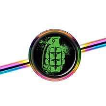Load image into Gallery viewer, 14G Green Grenade Rainbow Industrial Barbell 37mm