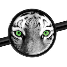 Load image into Gallery viewer, 14G Black White Tiger Eyes Black Industrial Barbell 37mm