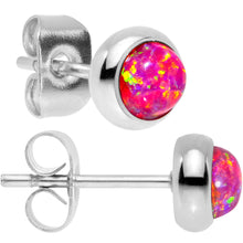 Load image into Gallery viewer, Red Synthetic Opal 316L Surgical Steel Stud Earrings
