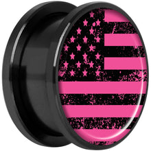Load image into Gallery viewer, Pink American Flag Black Anodized Screw Fit Plug Set 18mm