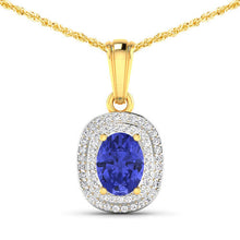Load image into Gallery viewer, 1.45 Carat Genuine Tanzanite and White Diamond 14K Yellow Gold Pendant