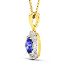 Load image into Gallery viewer, 1.45 Carat Genuine Tanzanite and White Diamond 14K Yellow Gold Pendant