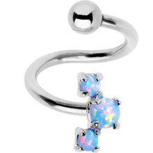 Load image into Gallery viewer, Blue Synthetic Opal Cluster Spiral Twister Top Mount Belly Ring