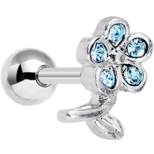 Load image into Gallery viewer, 16G 1/4 Aqua Gem Petal Flower Left Ear Cartilage Earring