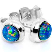 Load image into Gallery viewer, Green Synthetic Opal 316L Surgical Steel Stud Earrings