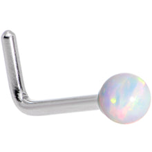 Load image into Gallery viewer, White 2.5mm Synthetic Opal Ball L-Shape Nose Ring