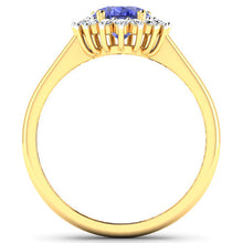Load image into Gallery viewer, 1.92 Carat Genuine Tanzanite and White Diamond 14K Yellow Gold Ring