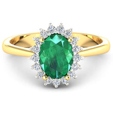 Load image into Gallery viewer, 1.87 Carat Genuine Zambian Emerald and White Diamond 14K Yellow Gold Ring