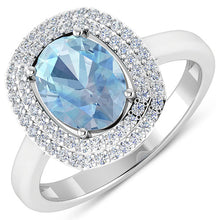 Load image into Gallery viewer, 1.72 Carat Genuine Aquamarine and White Diamond 14K White Gold Ring