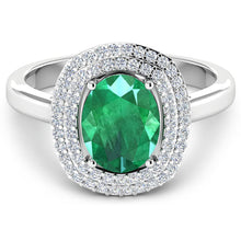 Load image into Gallery viewer, 1.97 Carat Genuine Zambian Emerald and White Diamond 14K White Gold Ring