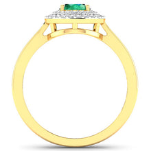 Load image into Gallery viewer, 0.88 Carat Genuine Zambian Emerald and White Diamond 14K Yellow Gold Ring