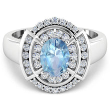 Load image into Gallery viewer, 1.57 Carat Genuine Aquamarine and White Diamond 14K White Gold Ring