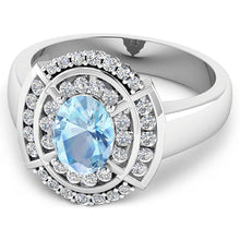 Load image into Gallery viewer, 1.57 Carat Genuine Aquamarine and White Diamond 14K White Gold Ring