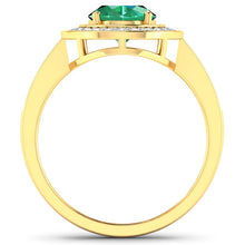 Load image into Gallery viewer, 1.87 Carat Genuine Zambian Emerald and White Diamond 14K Yellow Gold Ring