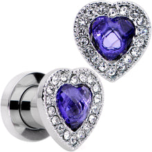 Load image into Gallery viewer, Clear Purple Gem Hug Your Heart Screw Fit Plug Set 6mm to 22mm