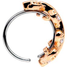 Load image into Gallery viewer, 20G Clear CZ Gem Rose Gold Tone Leafy Seamless Circular Ring