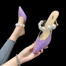 Load image into Gallery viewer, Queen Fashion PU Sandals Knit Women Transparent Sandals Pointed Toe High Heels Party Cross Women High Heel Sandals Transparent Pointed Toe Luxury Dress Outdoor Sandals