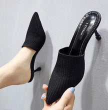 Load image into Gallery viewer, Queen Fashion PU Sandals Knit Women Transparent Sandals Pointed Toe High Heels Party Cross Women High Heel Sandals Transparent Pointed Toe Luxury Dress Outdoor Sandals
