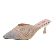 Load image into Gallery viewer, Queen Fashion PU Sandals Knit Women Transparent Sandals Pointed Toe High Heels Party Cross Women High Heel Sandals Transparent Pointed Toe Luxury Dress Outdoor Sandals