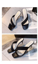 Load image into Gallery viewer, Queen Fashion PU Sandals Knit Women Transparent Sandals Pointed Toe High Heels Party Cross Women High Heel Sandals Transparent Pointed Toe Luxury Dress Outdoor Sandals
