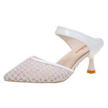 Load image into Gallery viewer, Queen Fashion PU Sandals Knit Women Transparent Sandals Pointed Toe High Heels Party Cross Women High Heel Sandals Transparent Pointed Toe Luxury Dress Outdoor Sandals