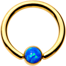 Load image into Gallery viewer, 14G 3/8 Aqua 4mm Faux Opal Gold IP Disc BCR Captive Ring