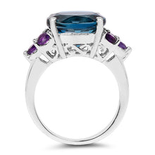 Load image into Gallery viewer, 6.60 Carat Genuine London Blue Topaz & Amethyst .925 Sterling Silver Ring