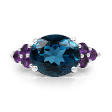 Load image into Gallery viewer, 6.60 Carat Genuine London Blue Topaz & Amethyst .925 Sterling Silver Ring