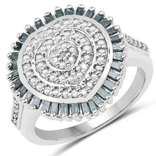 Load image into Gallery viewer, 0.74 Carat Genuine White Diamond and Green Diamond .925 Sterling Silver Ring