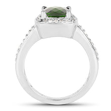 Load image into Gallery viewer, 1.67 Carat Genuine Chrome Diopside & White Topaz .925 Sterling Silver Ring