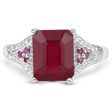 Load image into Gallery viewer, 4.49 Carat Glass Filled Ruby and White Topaz .925 Sterling Silver Ring