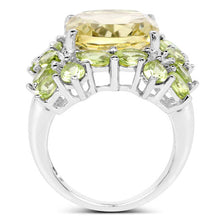 Load image into Gallery viewer, 9.38 Carat Genuine Lemon Quartz & Peridot .925 Sterling Silver Ring